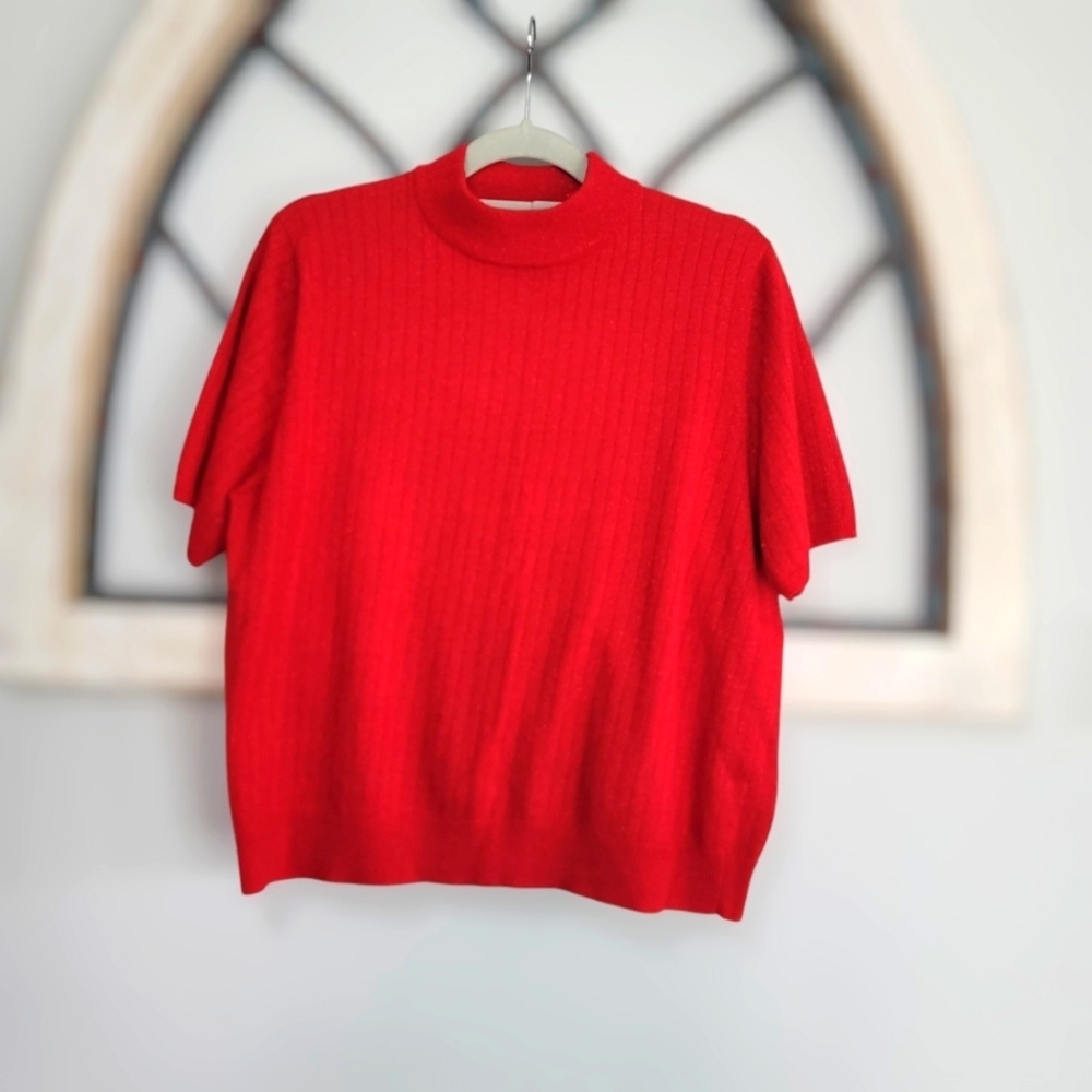 Vintage Sag Harbor Red Mock Turtle Neck Sweater Size XL